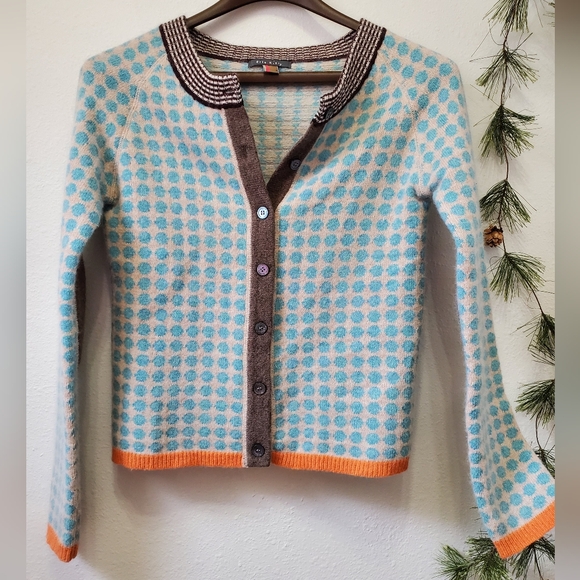 Orla Kiely Sweaters - Orla Kiely Retro Polka Dot Lambswool Angora Cardigan